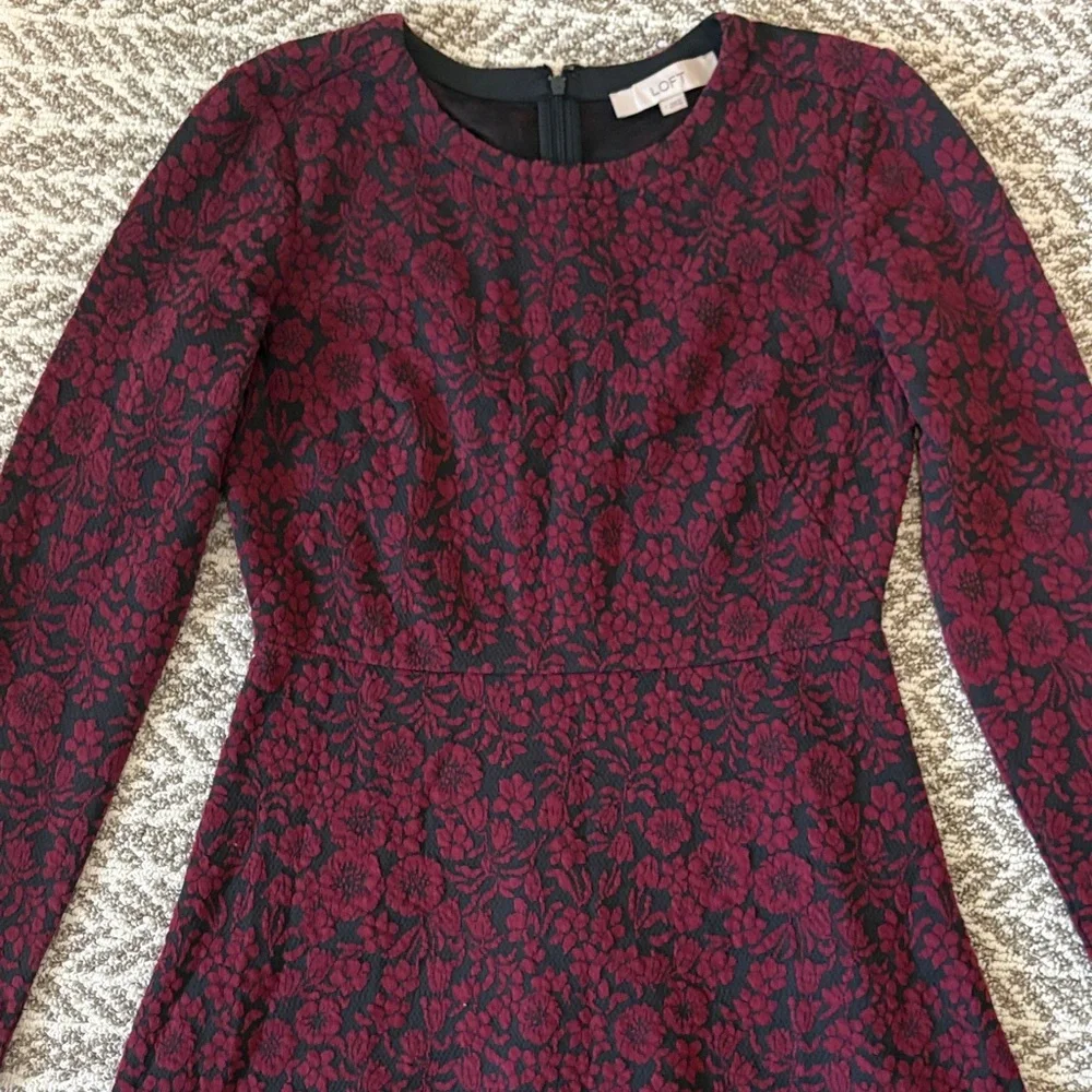 Loft Dress- red and charcoal Dress - Picture 5 of 6